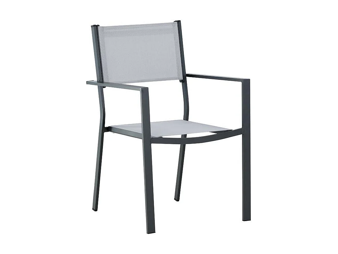 Copacabana tuinstoel stapelbaar grijs, zwart.