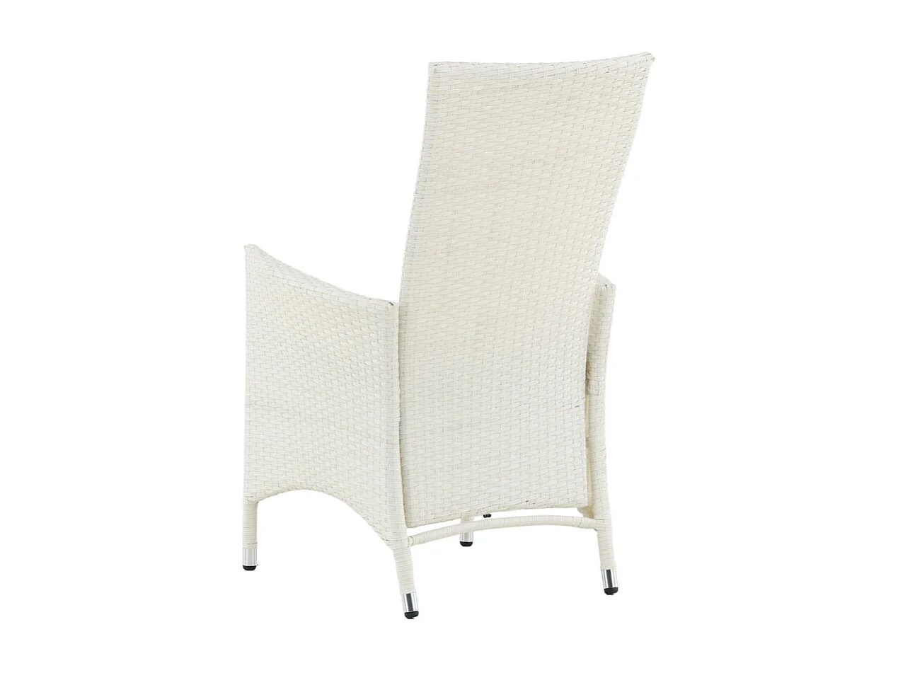 Padova Chaise de jardin avec accoudoirs, coussins inclus, réglable, blanc, gris.