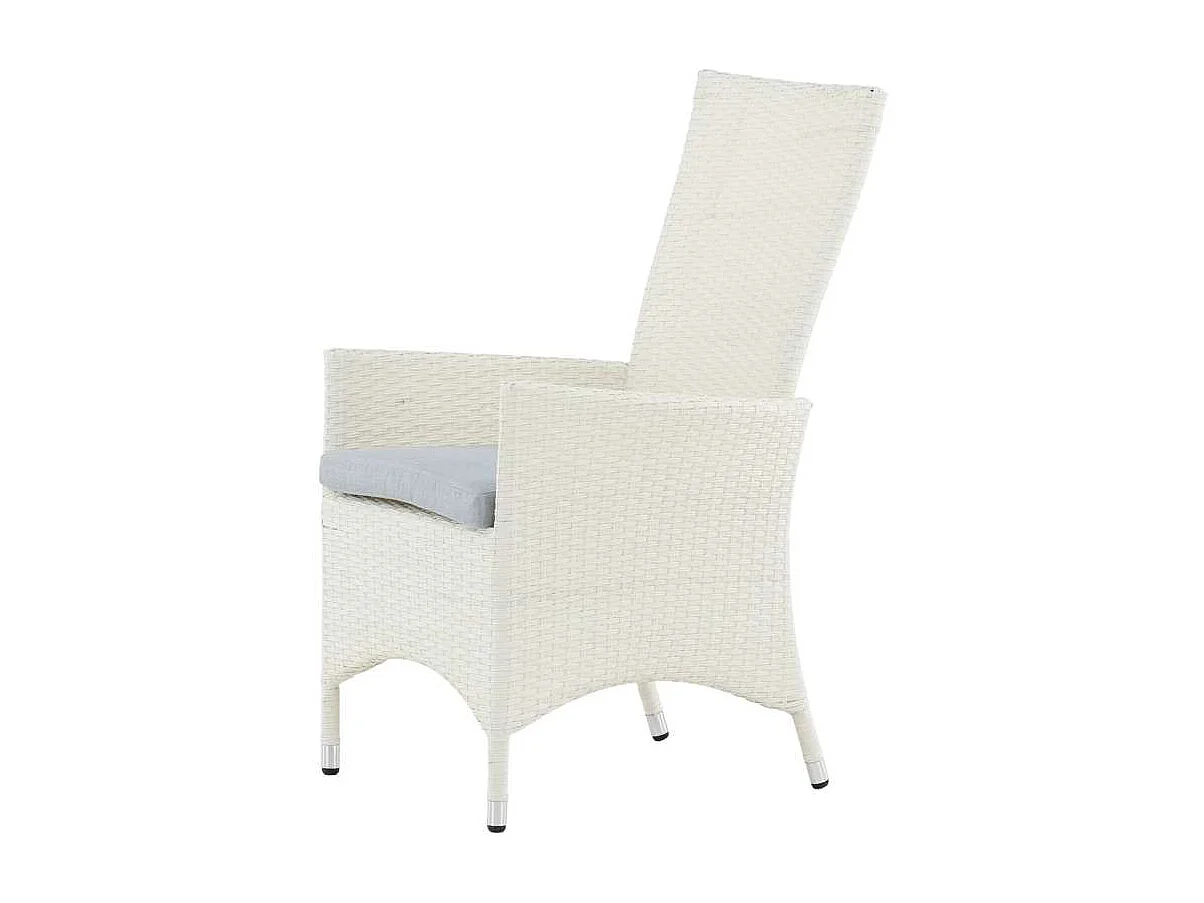 Padova Chaise de jardin avec accoudoirs, coussins inclus, réglable, blanc, gris.