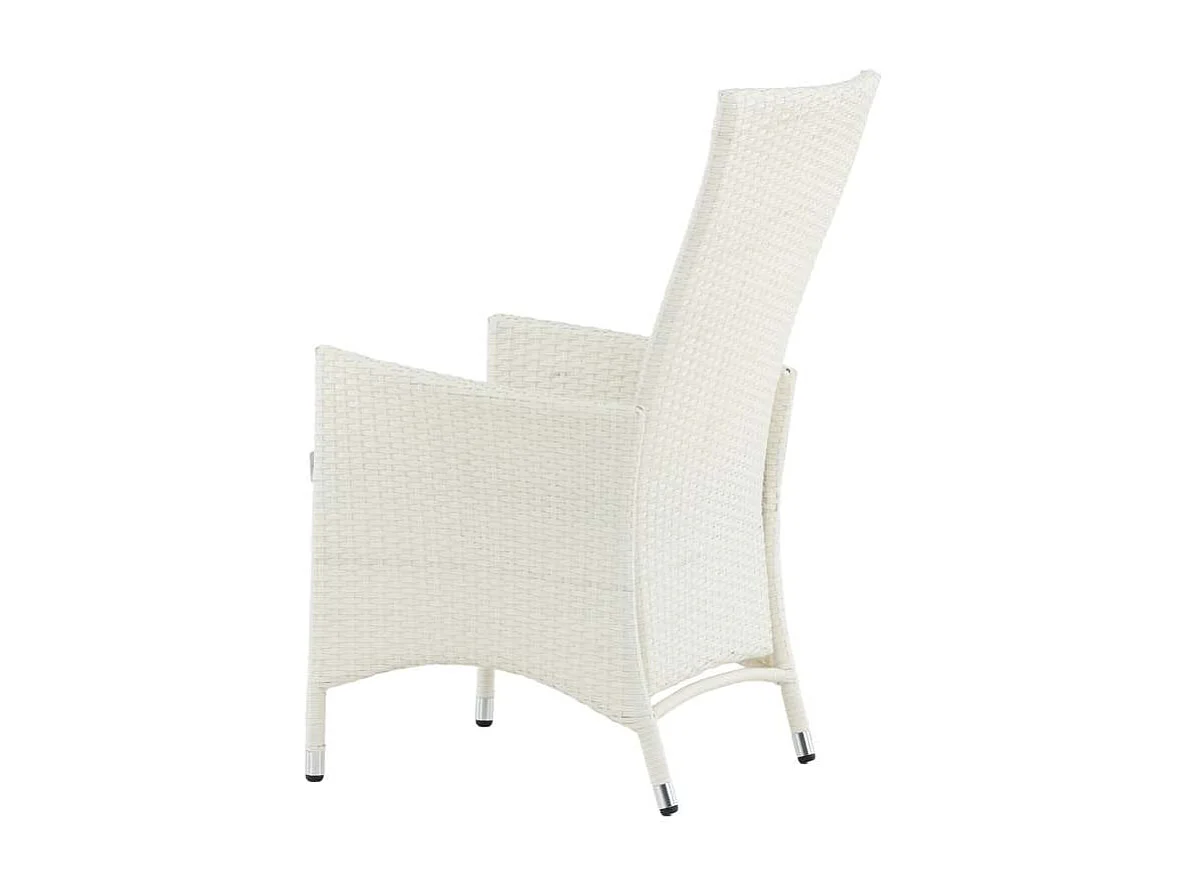 Padova Chaise de jardin avec accoudoirs, coussins inclus, réglable, blanc, gris.