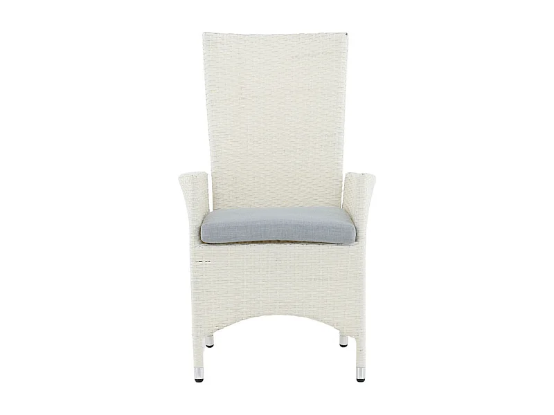 Padova Chaise de jardin avec accoudoirs, coussins inclus, réglable, blanc, gris.