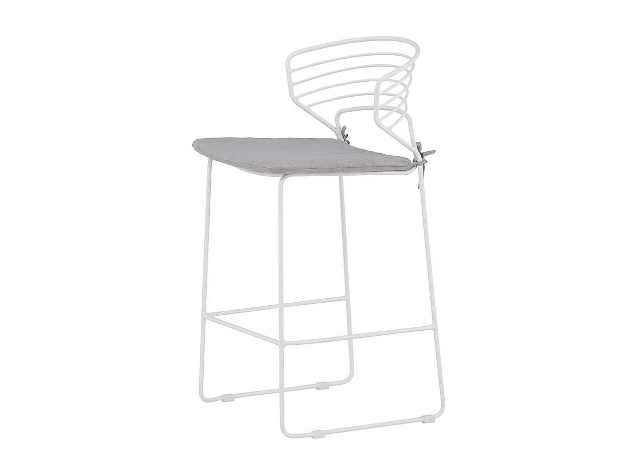 Milano jardin tabouret de bar avec coussin empilable blanc.