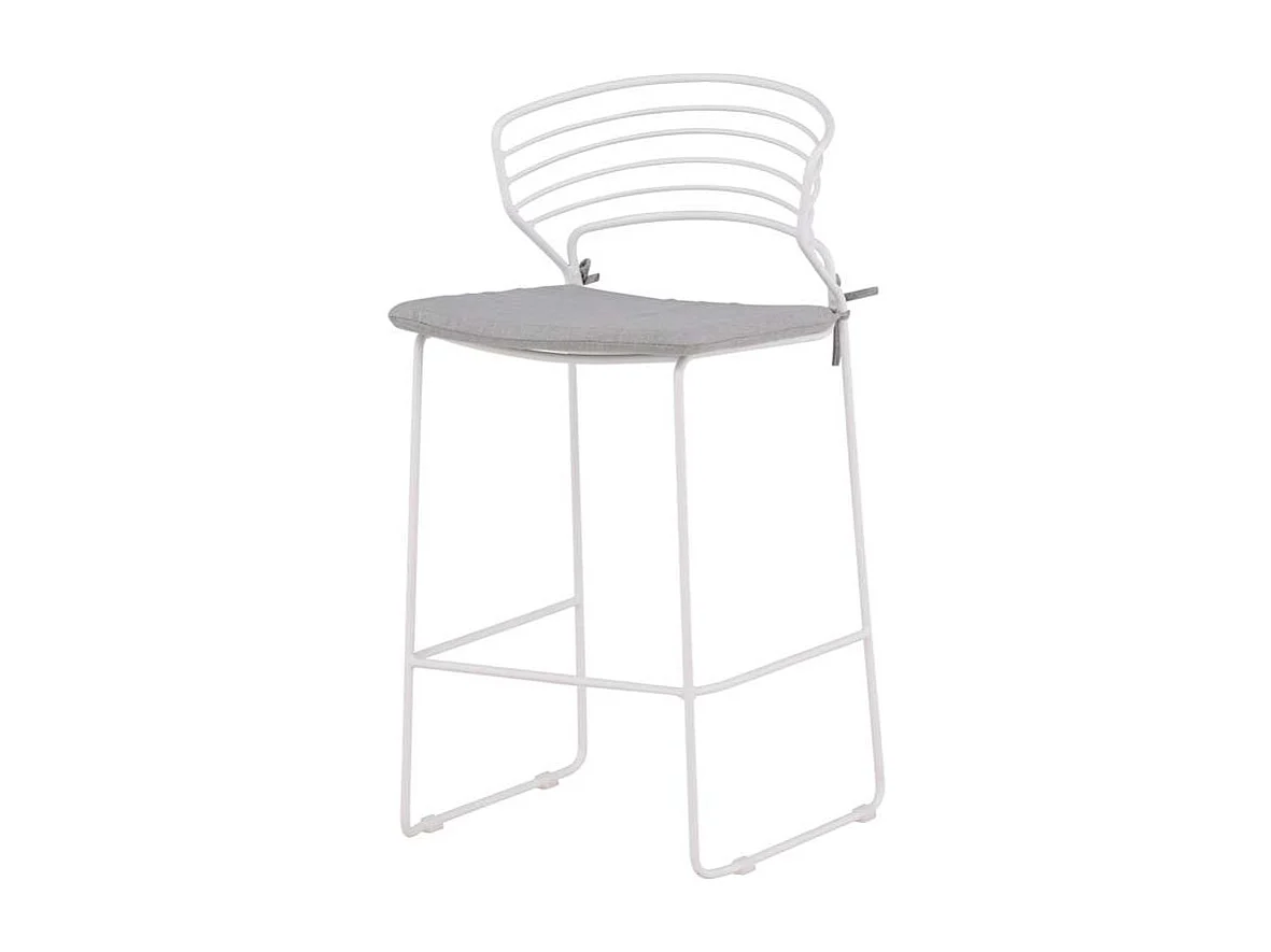 Milano jardin tabouret de bar avec coussin empilable blanc.