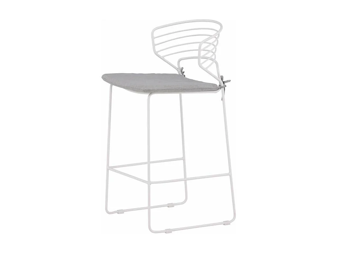 Milano jardin tabouret de bar avec coussin empilable blanc.