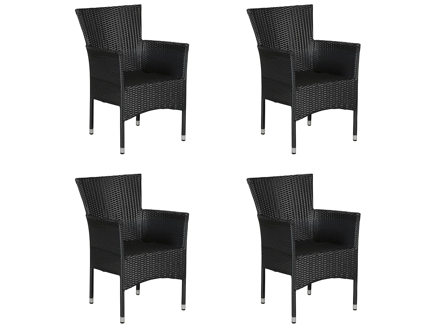 Tenna 4 x chaise de jardin, empilable, noir.