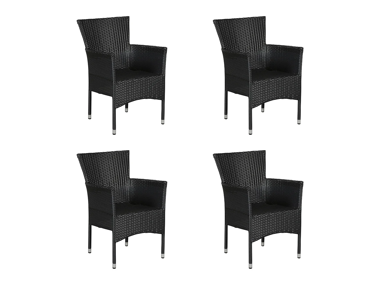 Tenna 4 x chaise de jardin, empilable, noir.