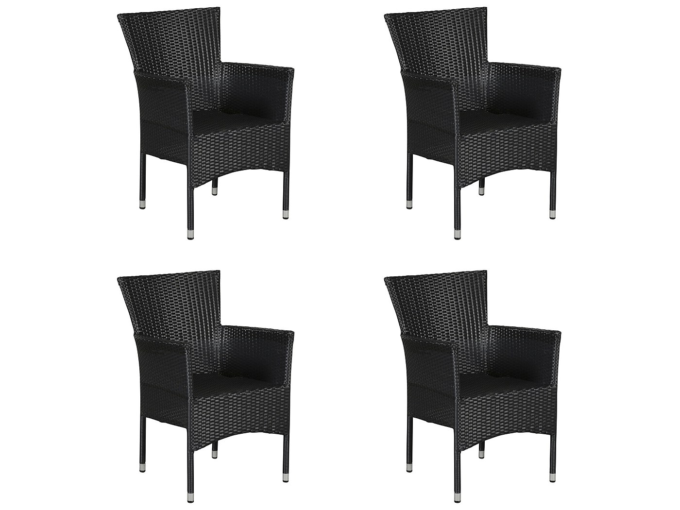 Tenna 4 x chaise de jardin, empilable, noir.