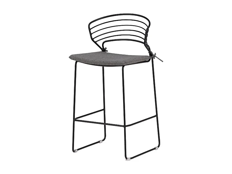 Milano jardin tabouret de bar avec coussin empilable noir.