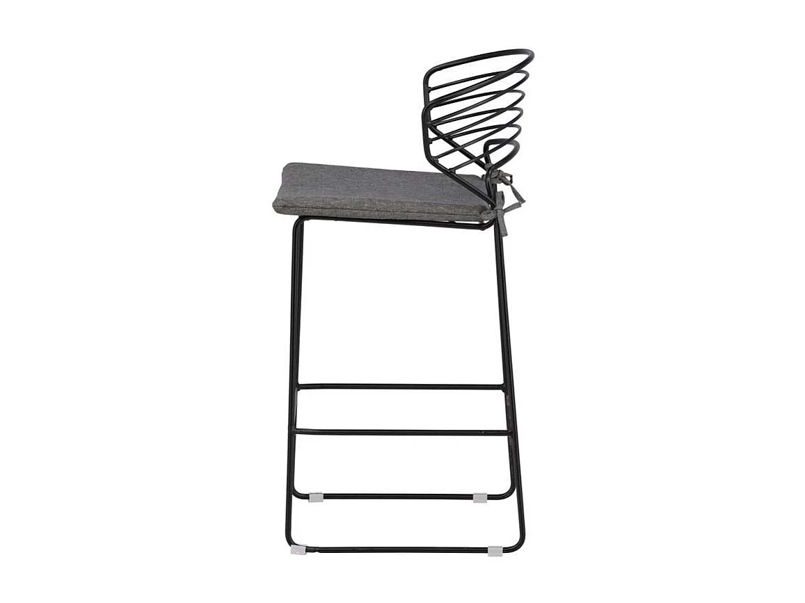 Milano jardin tabouret de bar avec coussin empilable noir.