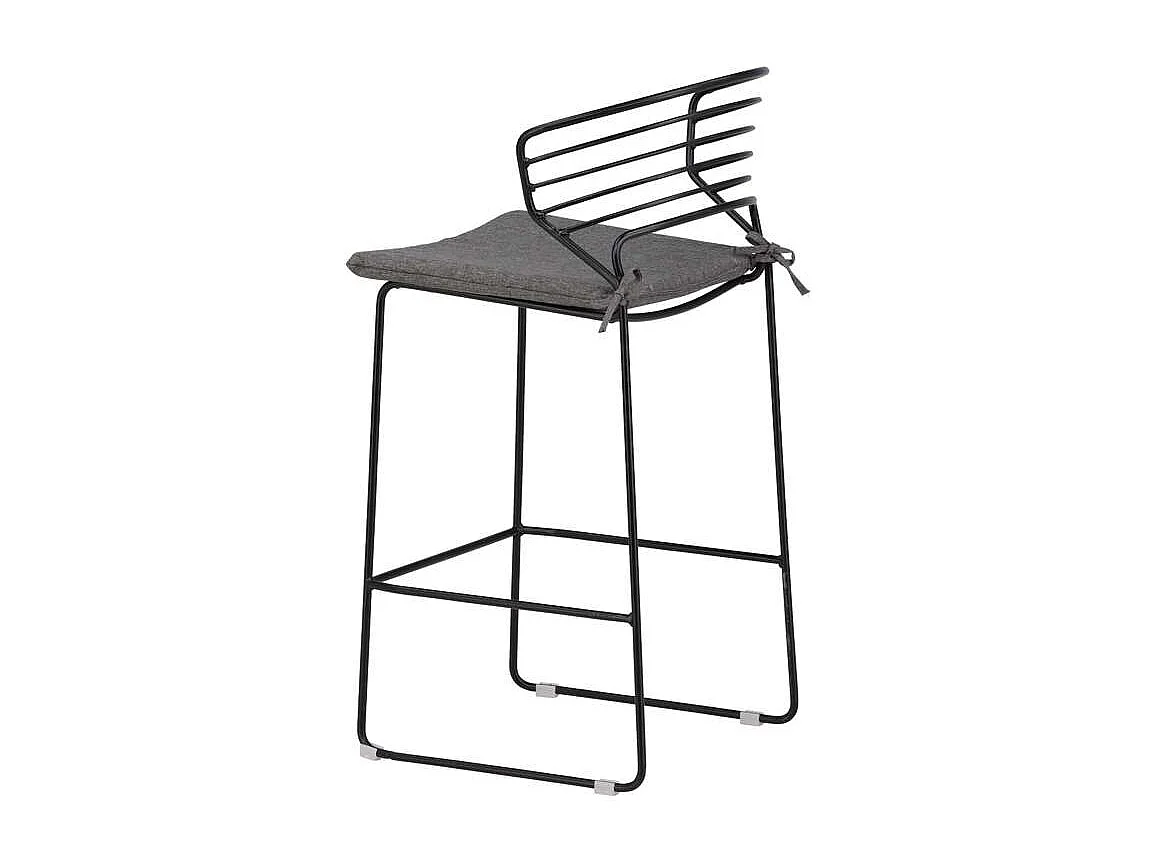 Milano jardin tabouret de bar avec coussin empilable noir.