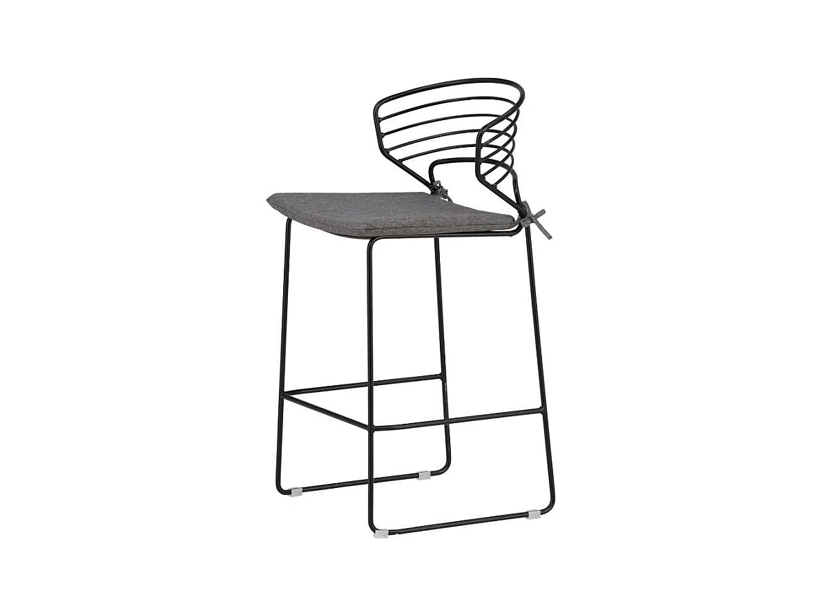 Milano jardin tabouret de bar avec coussin empilable noir.