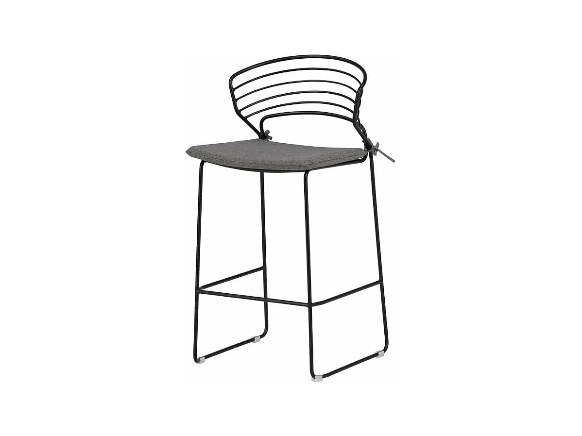 Milano jardin tabouret de bar avec coussin empilable noir.
