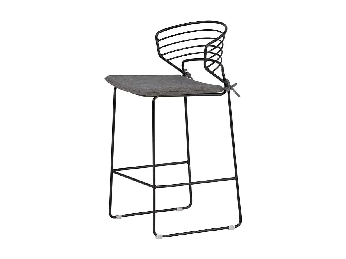 Milano jardin tabouret de bar avec coussin empilable noir.