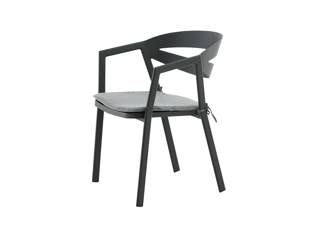 Slit tuinstoel incl. kussen, stapelbaar zwart.