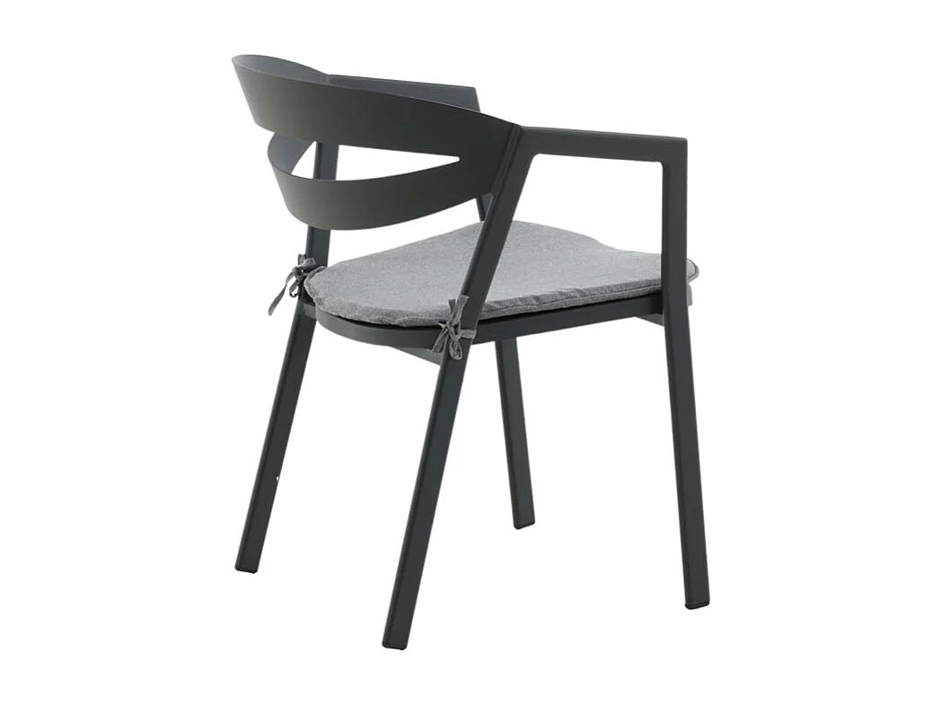 Slit tuinstoel incl. kussen, stapelbaar zwart.