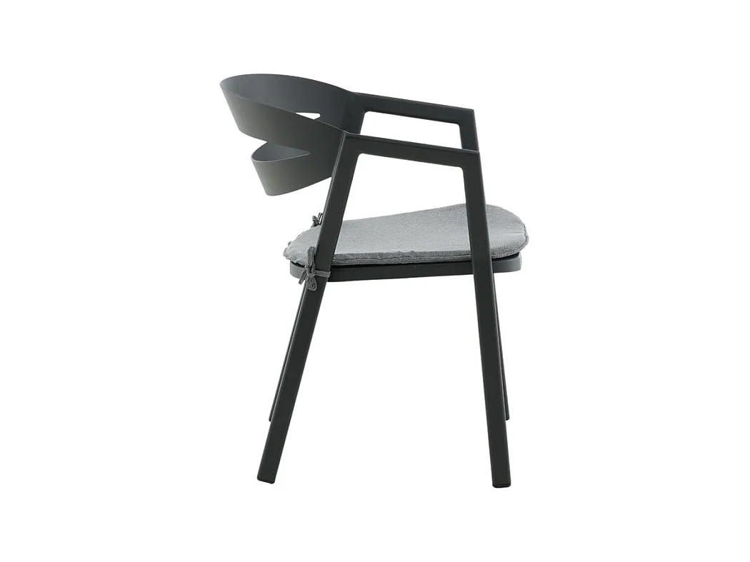 Slit tuinstoel incl. kussen, stapelbaar zwart.