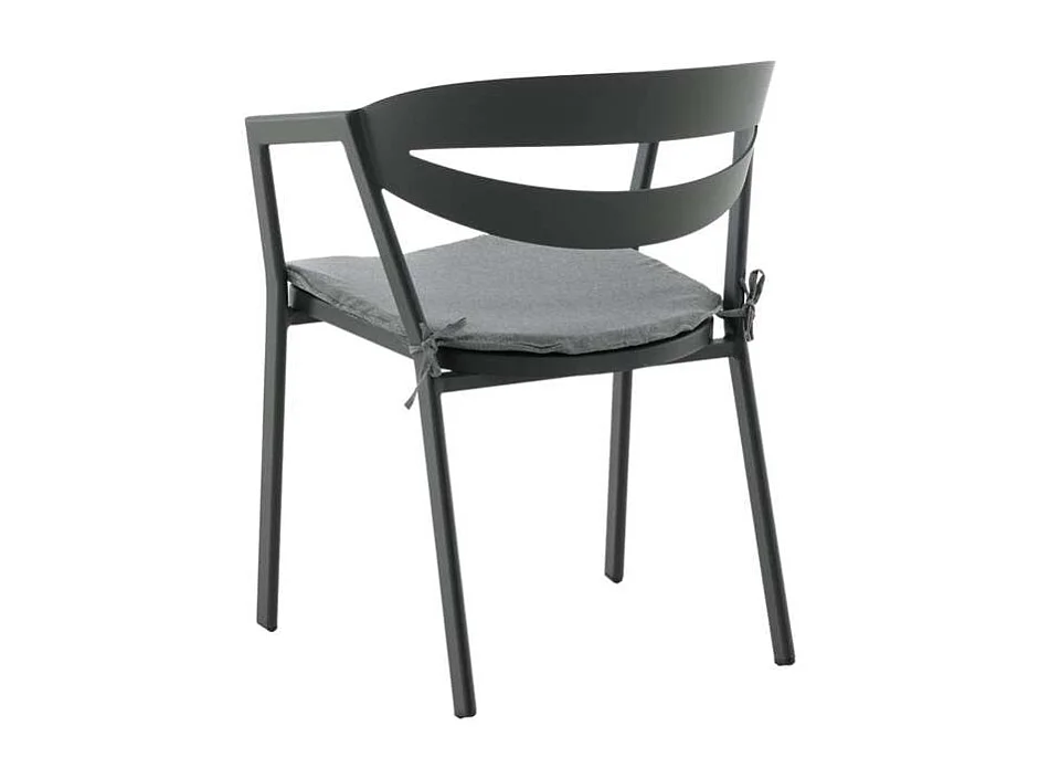 Slit tuinstoel incl. kussen, stapelbaar zwart.