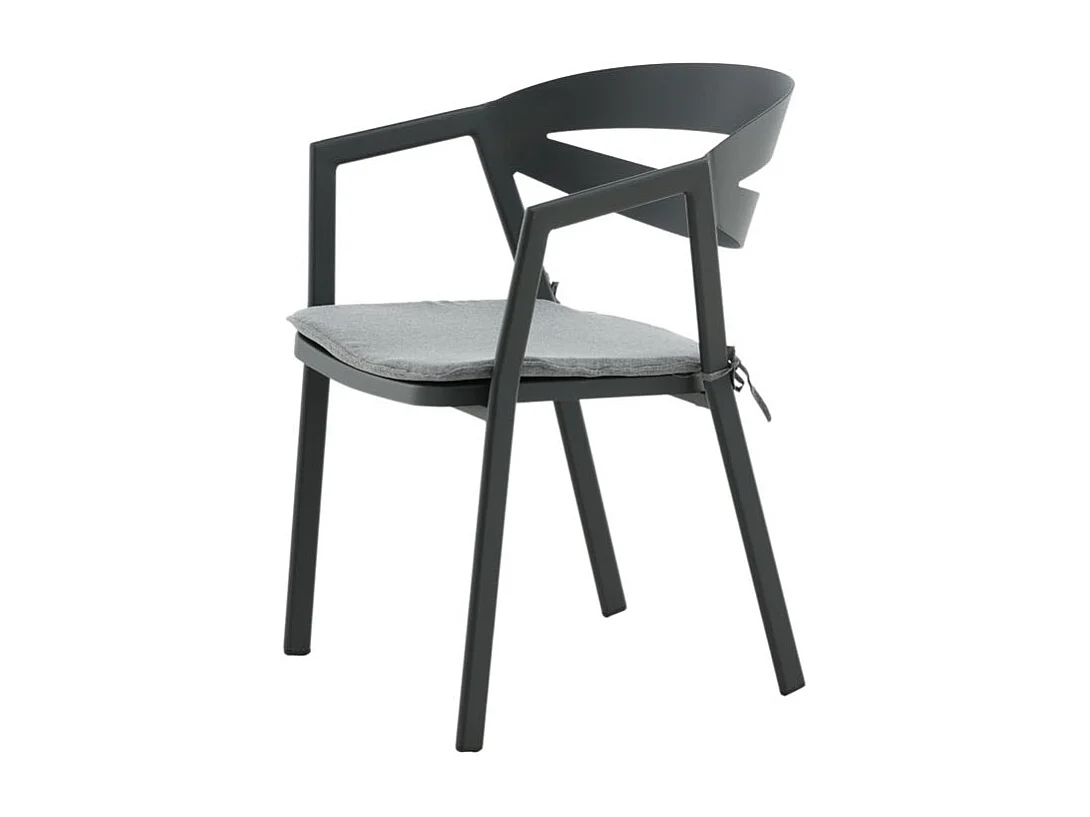 Slit tuinstoel incl. kussen, stapelbaar zwart.