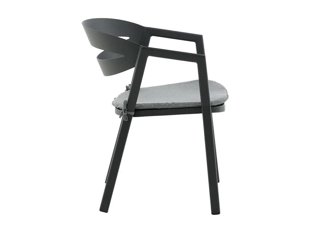 Slit tuinstoel incl. kussen, stapelbaar zwart.