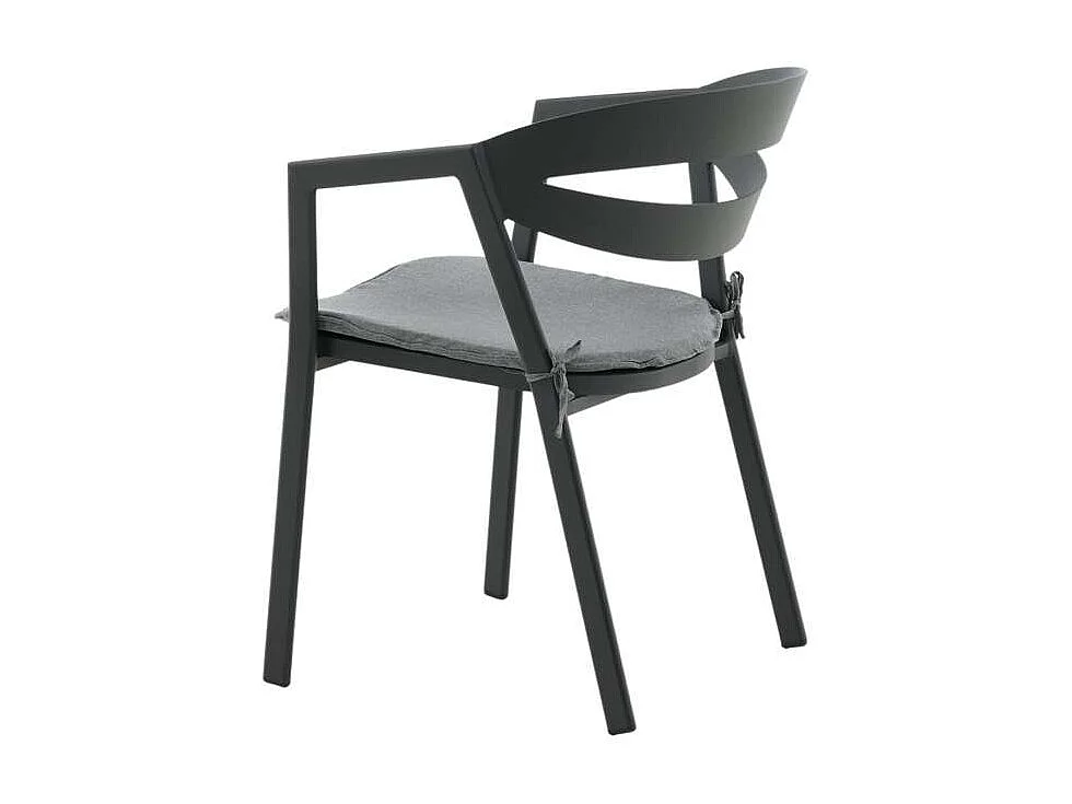 Slit tuinstoel incl. kussen, stapelbaar zwart.