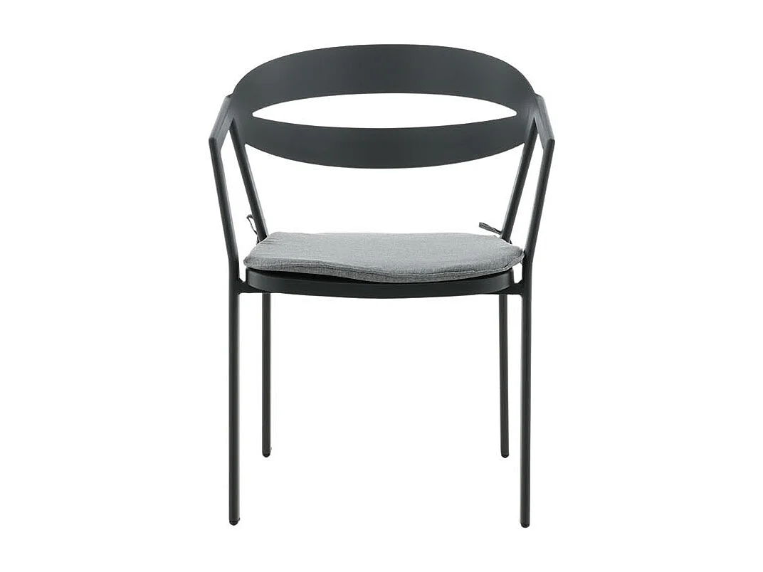 Slit tuinstoel incl. kussen, stapelbaar zwart.