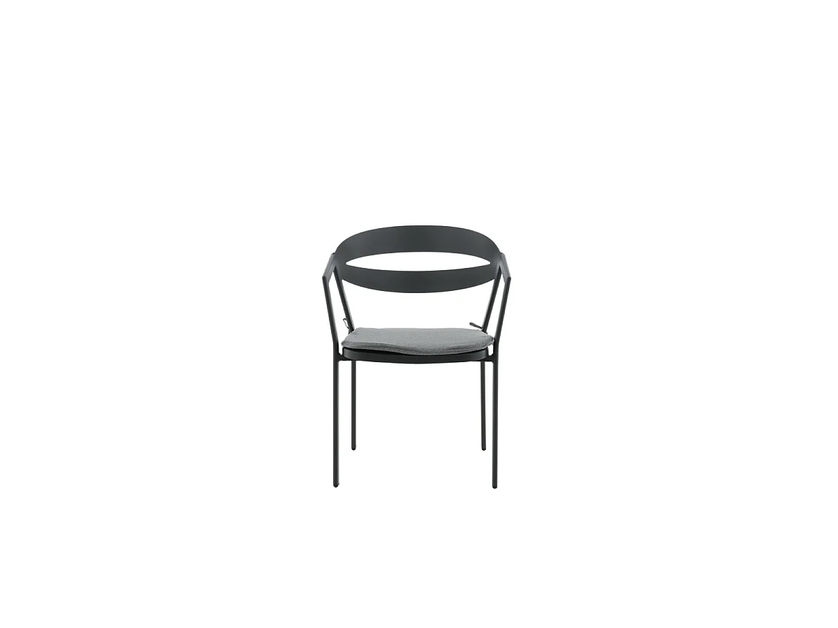 Slit tuinstoel incl. kussen, stapelbaar zwart.