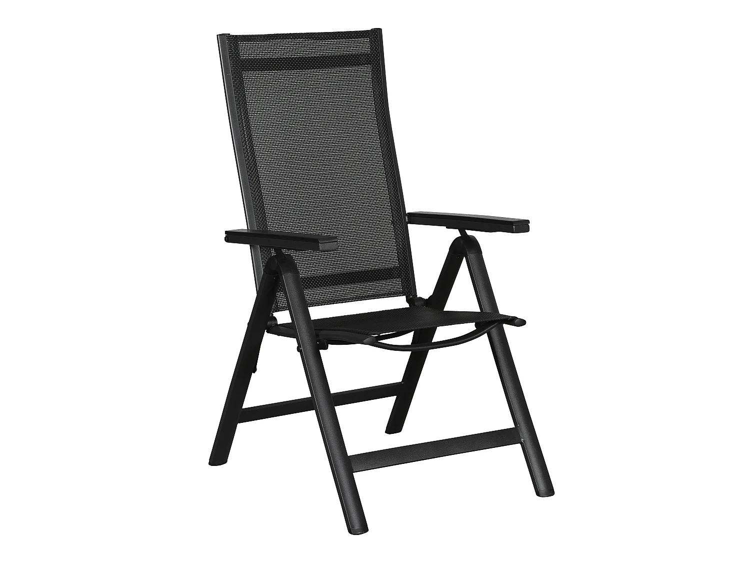 Kenny 1 x chaise de jardin, dossier réglable, 6 positions, noir/noir.