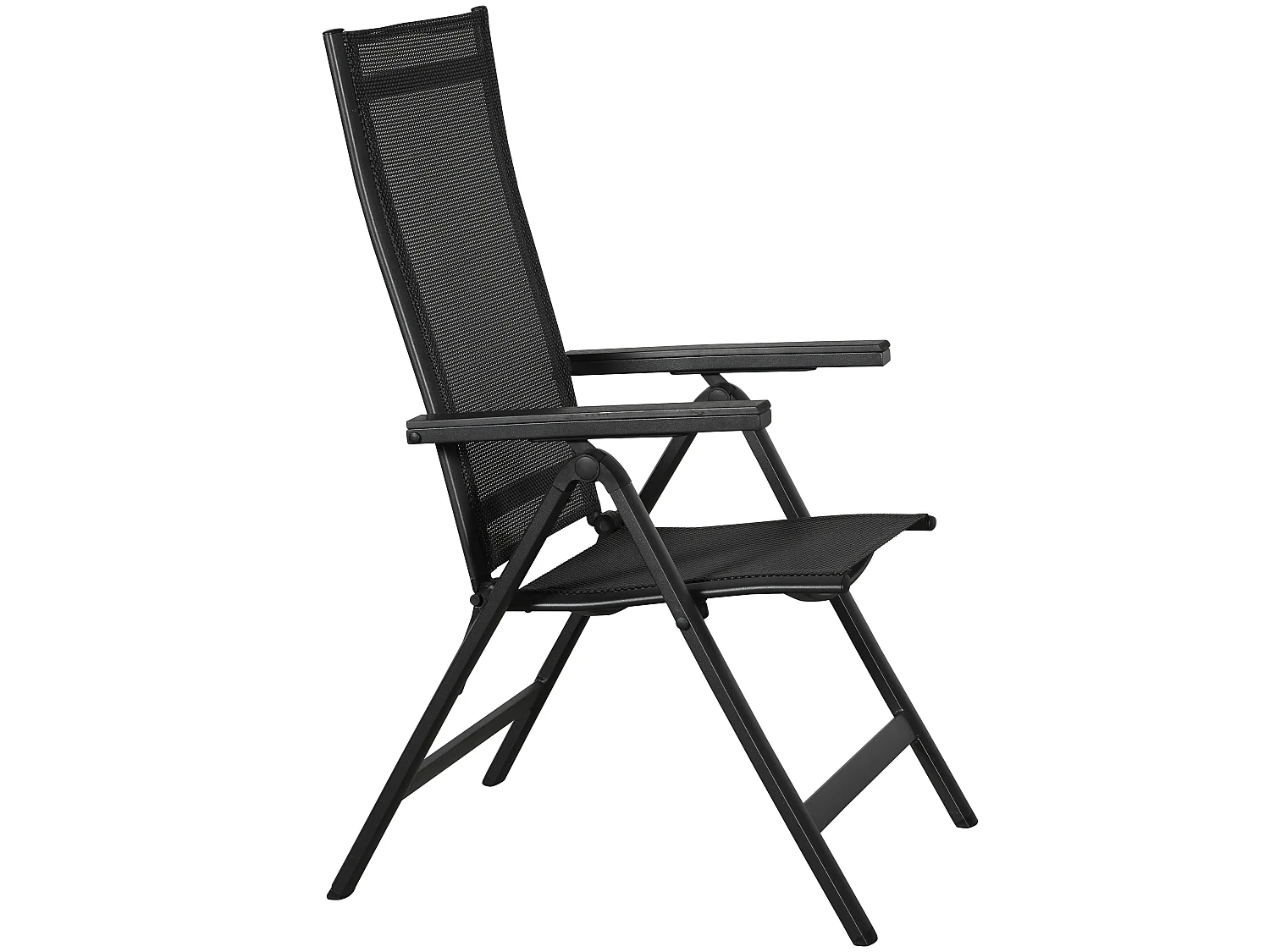 Kenny 1 x chaise de jardin, dossier réglable, 6 positions, noir/noir.