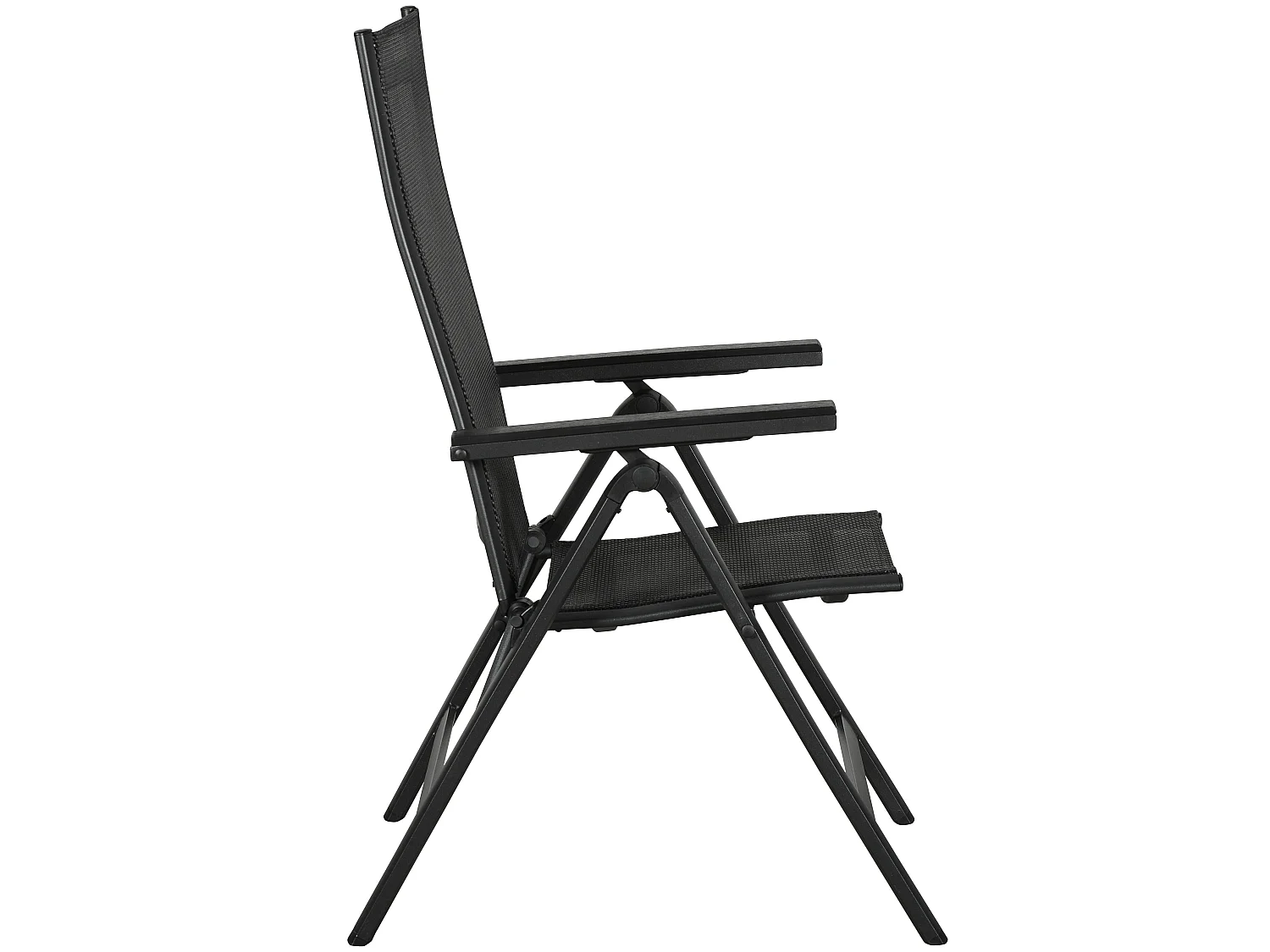 Kenny 1 x chaise de jardin, dossier réglable, 6 positions, noir/noir.