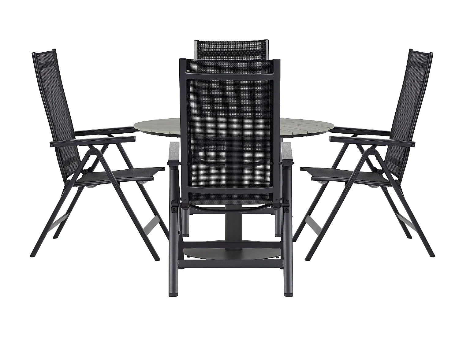 Kenny 1 x chaise de jardin, dossier réglable, 6 positions, noir/noir.