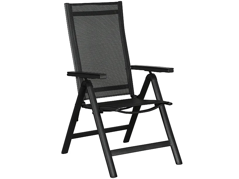 Kenny 1 sedia da giardino, schienale regolabile, 6 posizioni nero/nero.