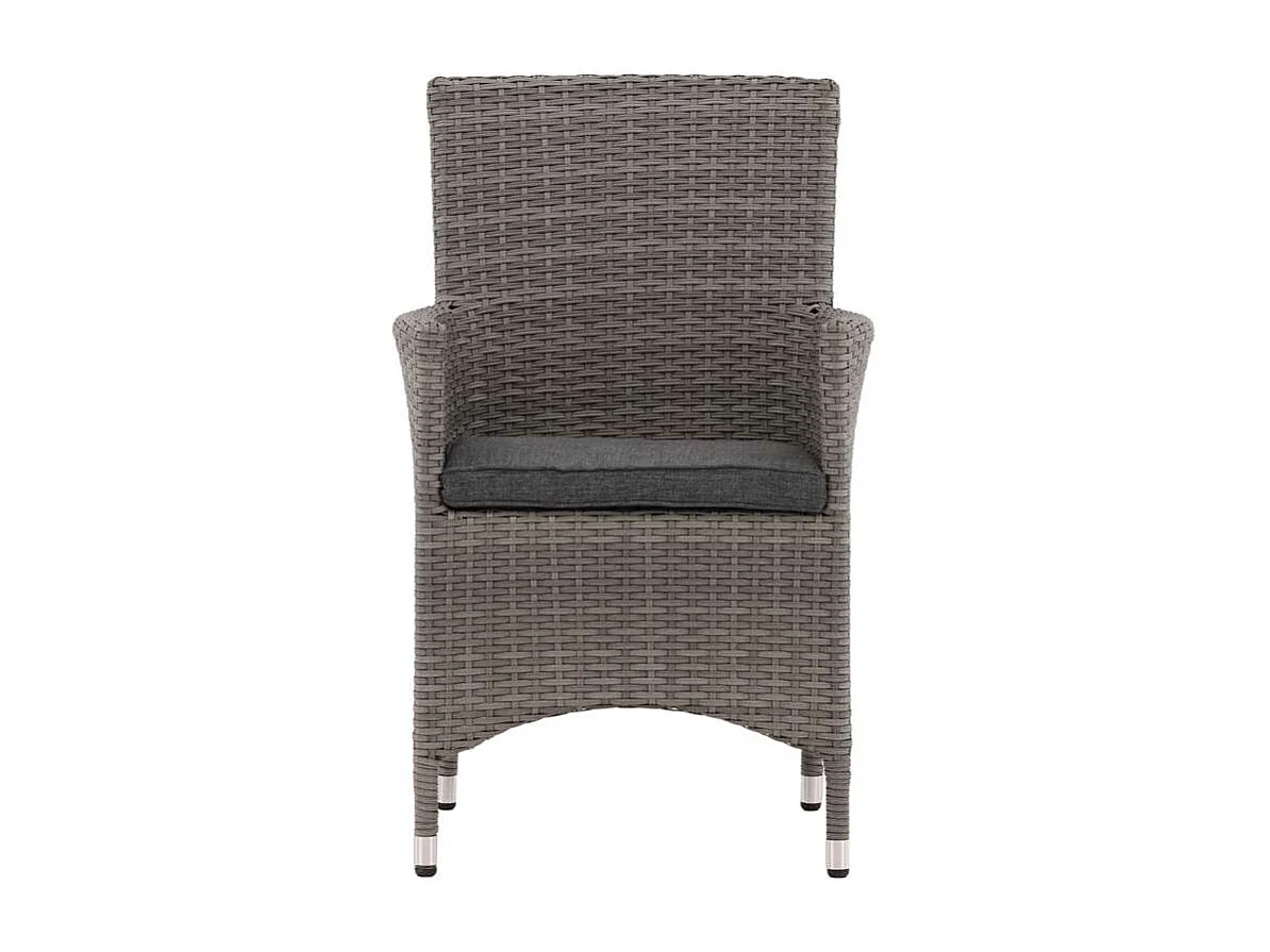 Malin tuinstoel met armleuningen incl. kussen, stapelbaar grijs.