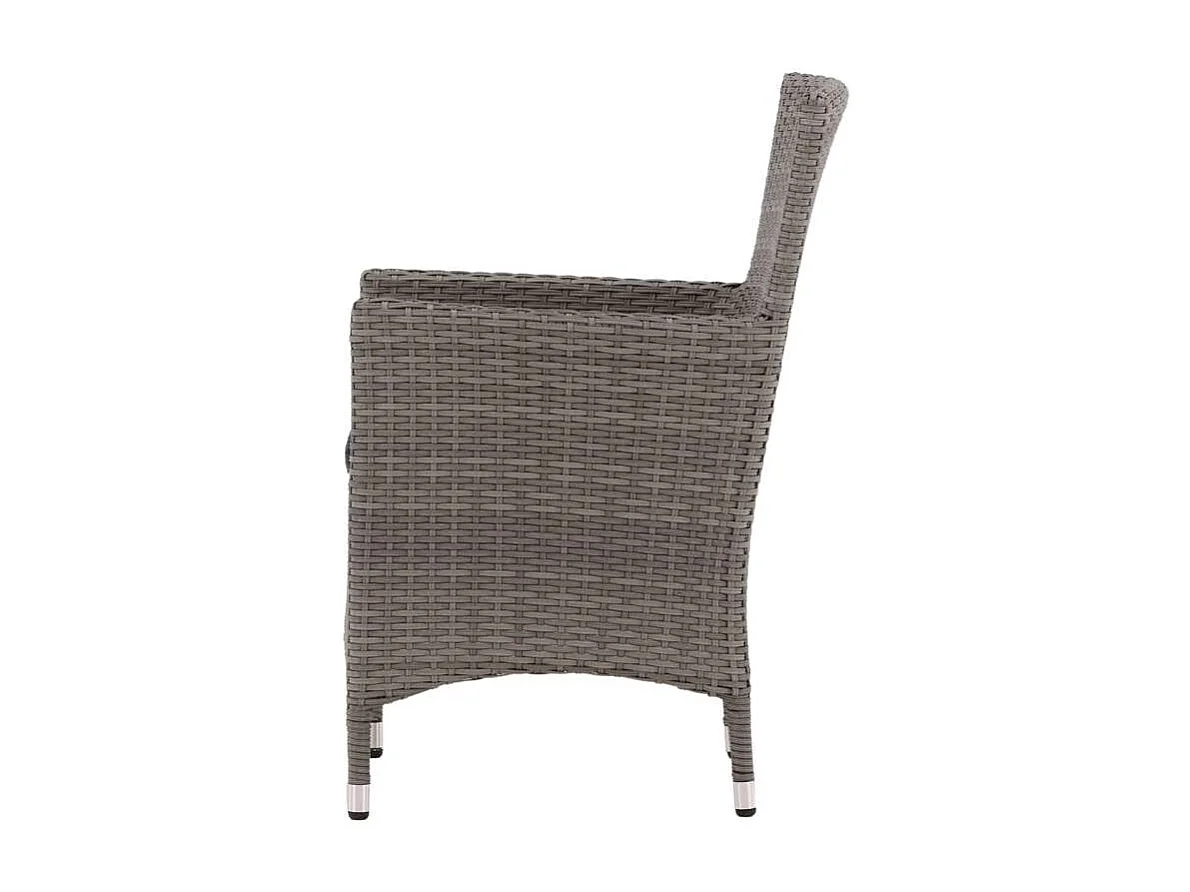 Malin tuinstoel met armleuningen incl. kussen, stapelbaar grijs.