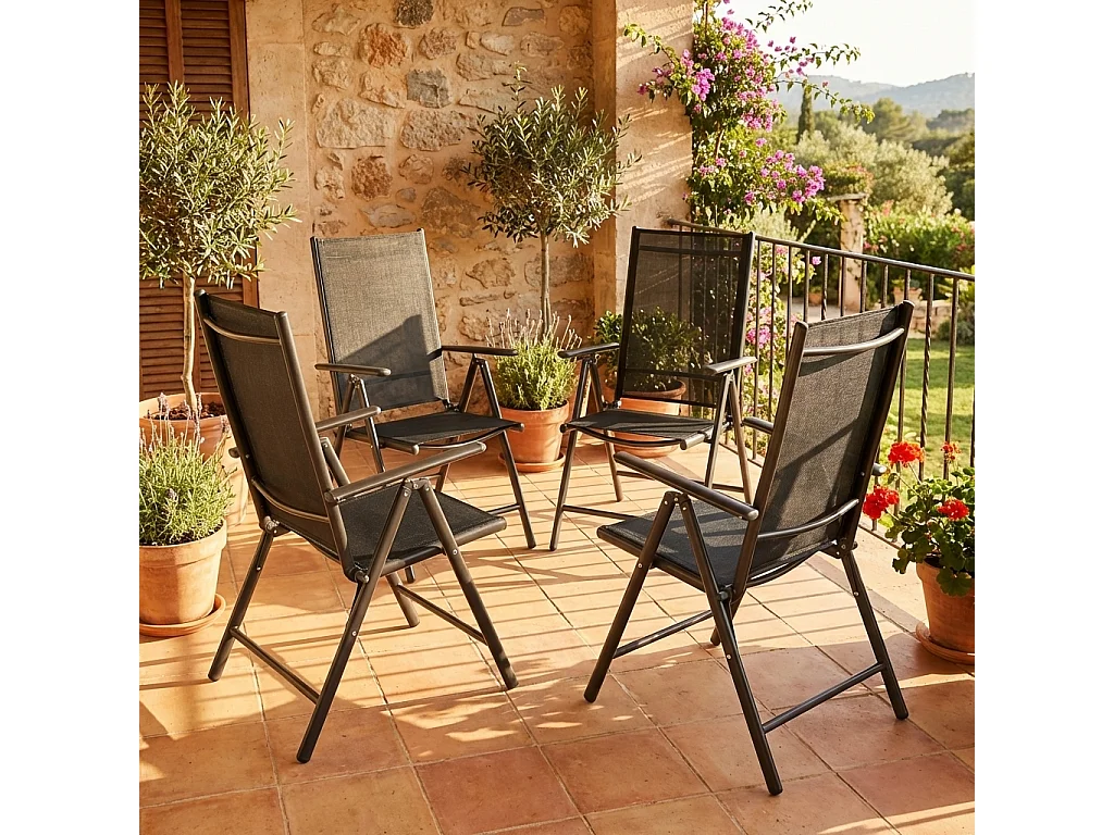 4 chaises de jardin Chaise pliante haute arrière