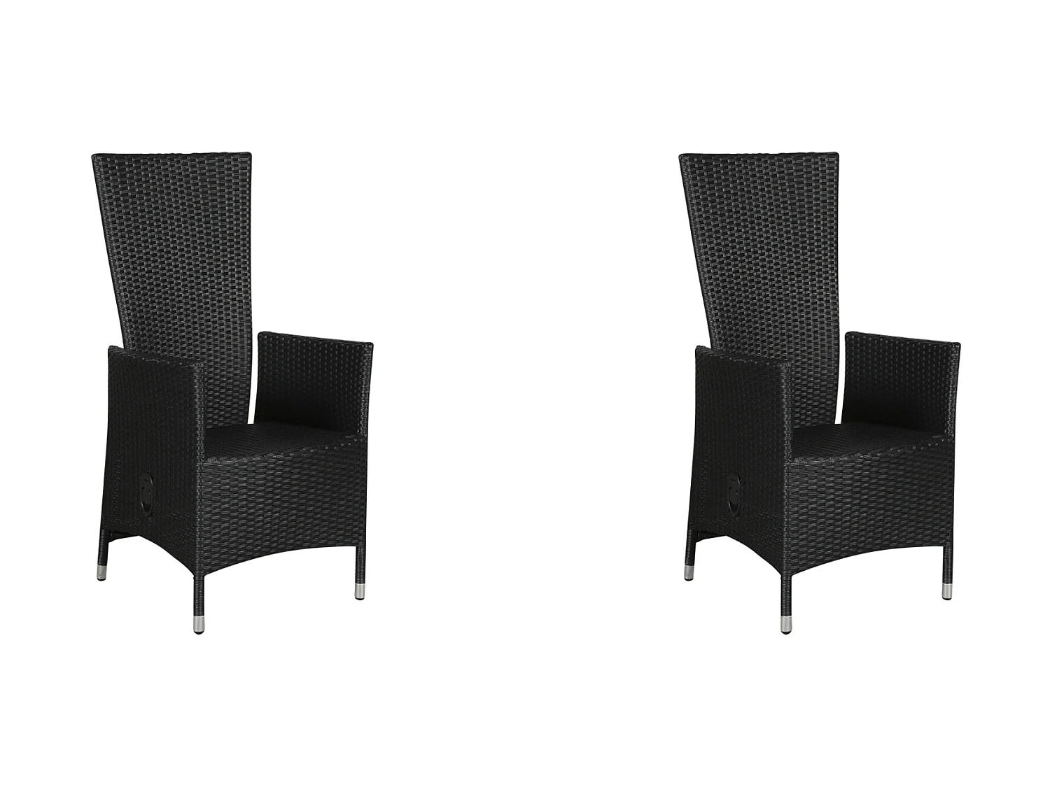 Joops 2 x chaise de jardin, avec poignée d'inclinaison et réglage continu du dossier, noir.