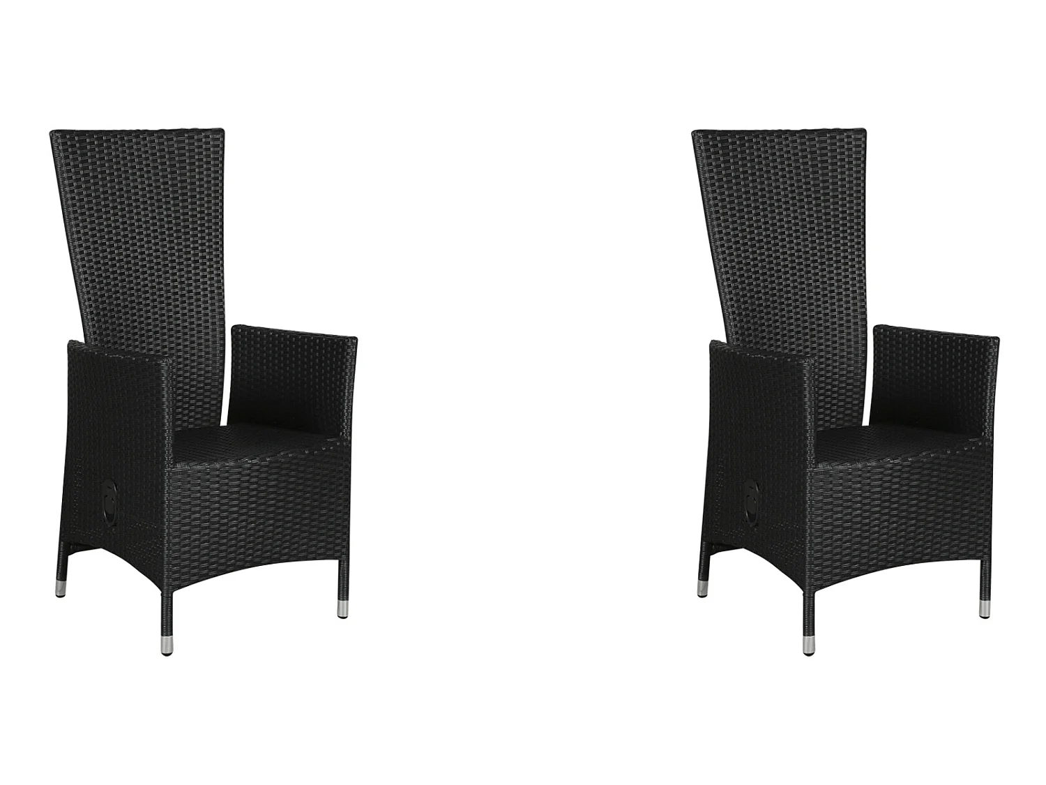 Joops 2 x tuinstoel, traploos verstelbare rugleuning, zwart.