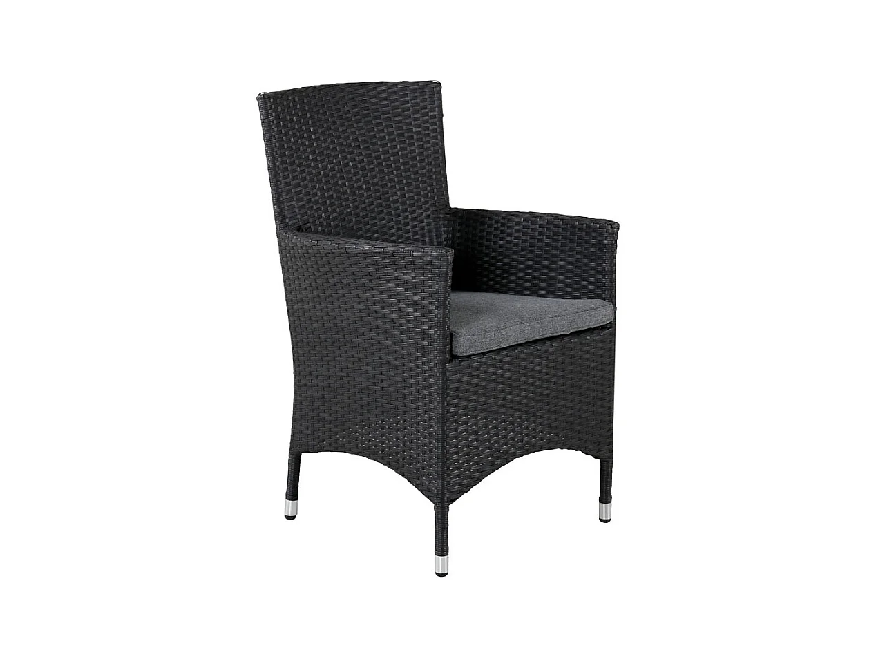 Malin Chaise de jardin avec accoudoirs, support d'assise inclus, empilable, noir.