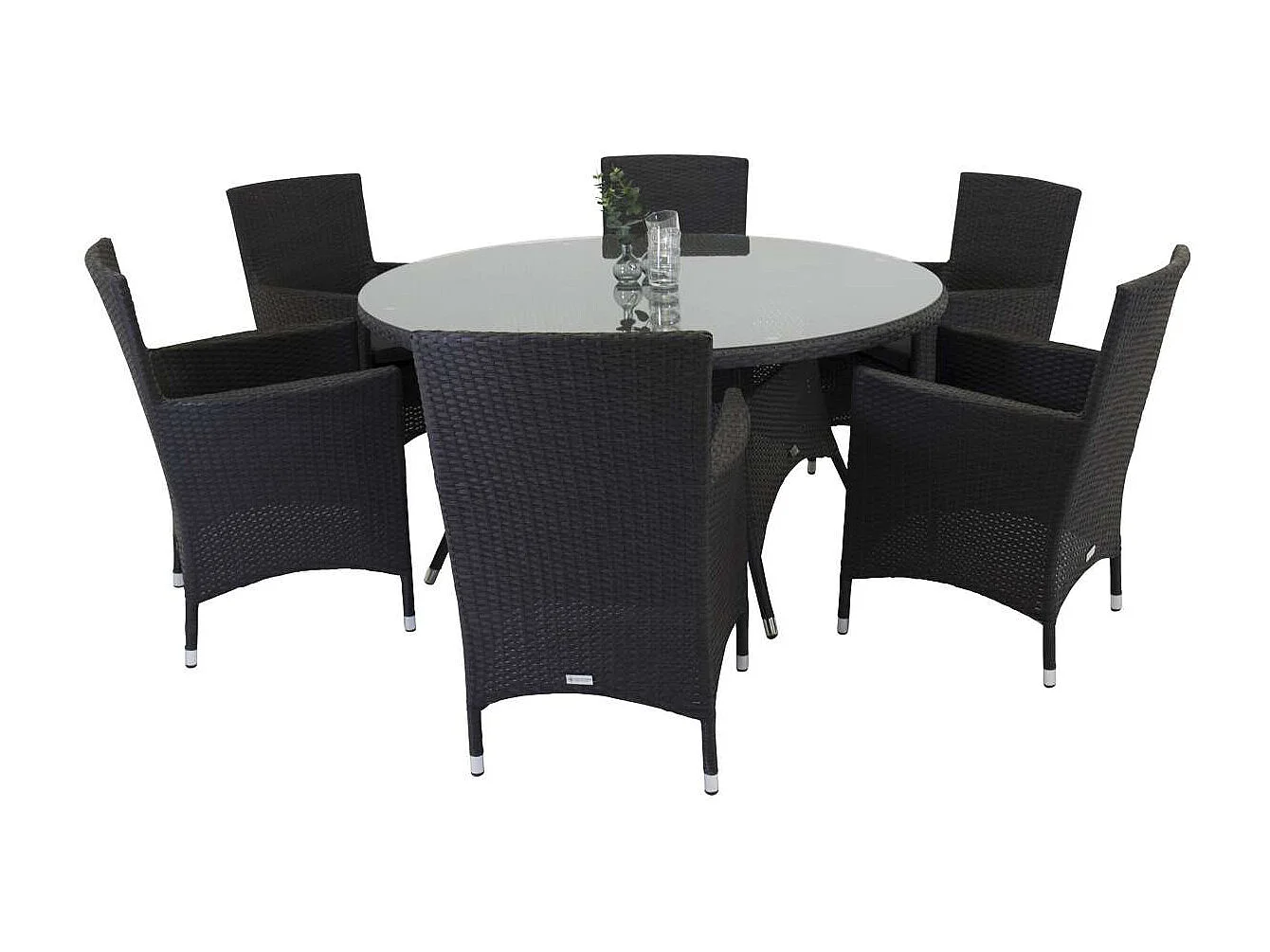 Malin Chaise de jardin avec accoudoirs, support d'assise inclus, empilable, noir.