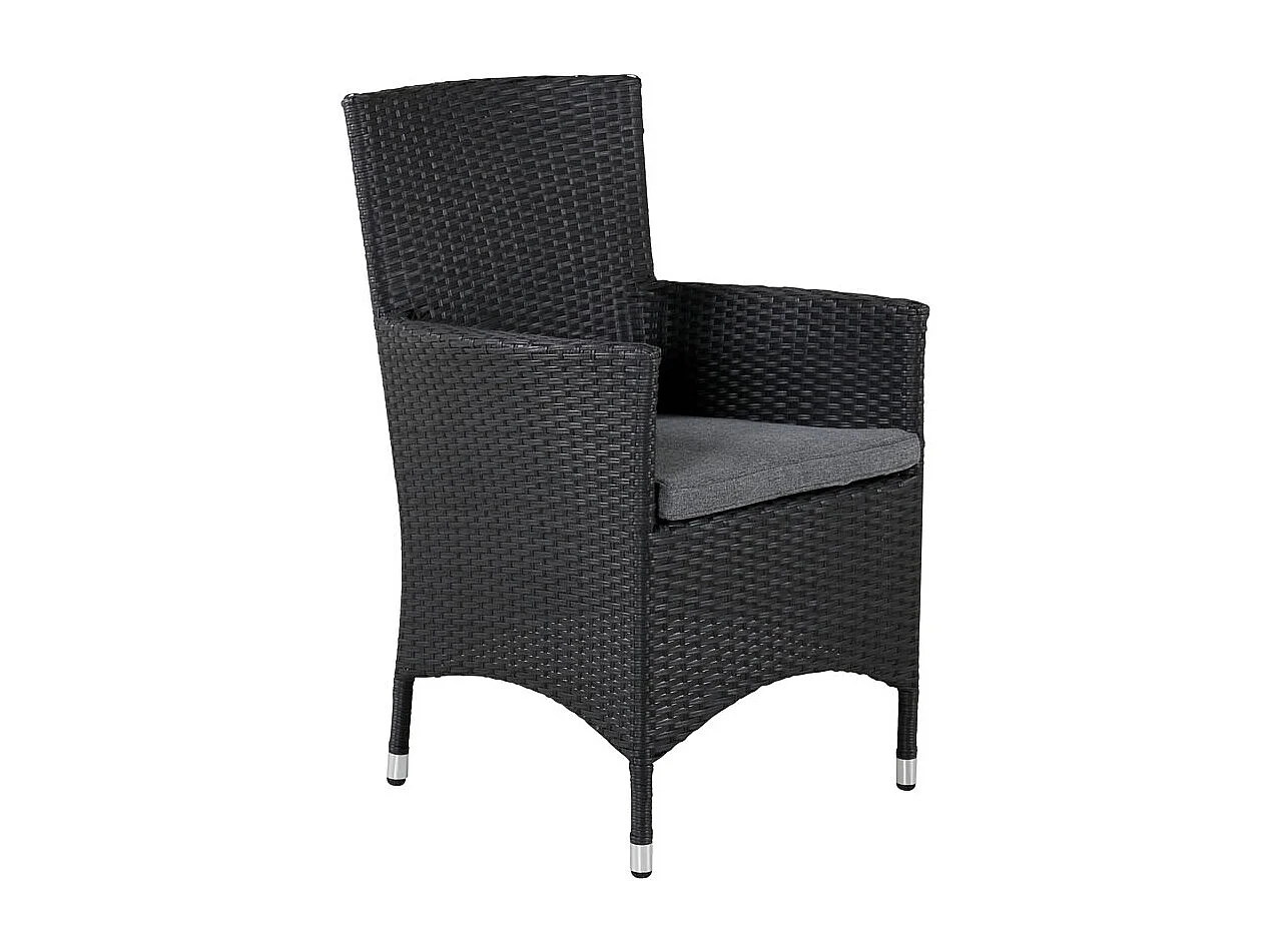 Malin Chaise de jardin avec accoudoirs, support d'assise inclus, empilable, noir.