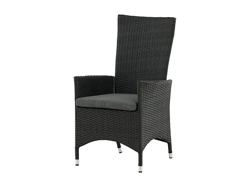 Padova Chaise de jardin avec support d'assise, réglable, en noir.