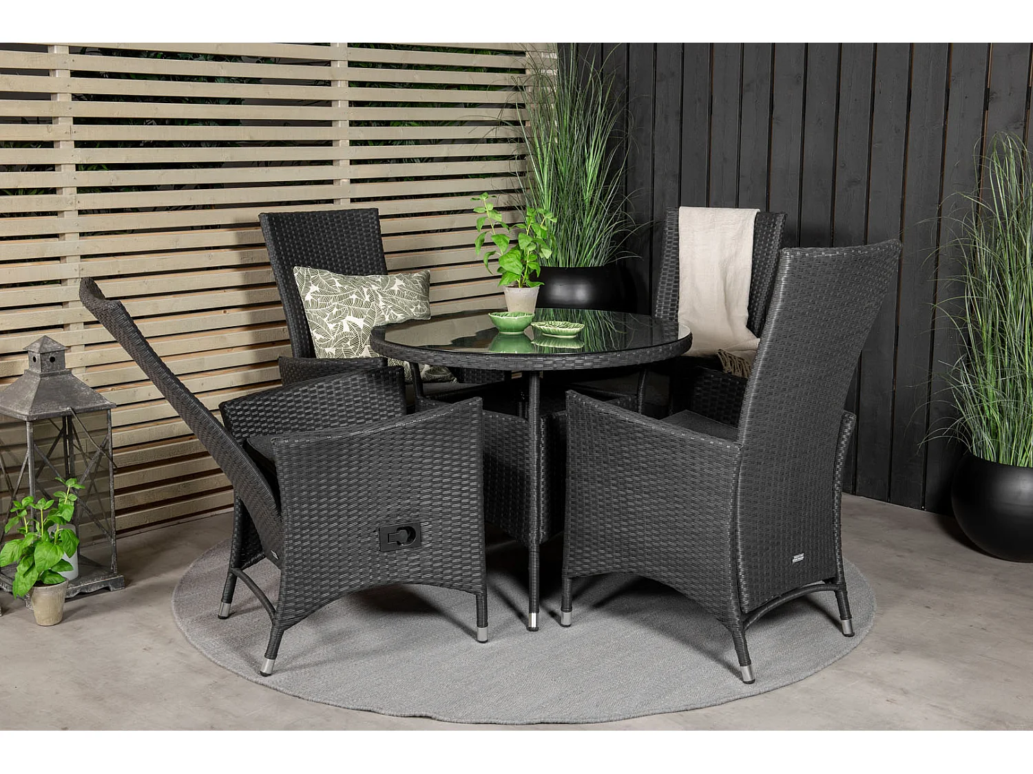 Padova tuinstoel incl. kussen, verstelbaar zwart.