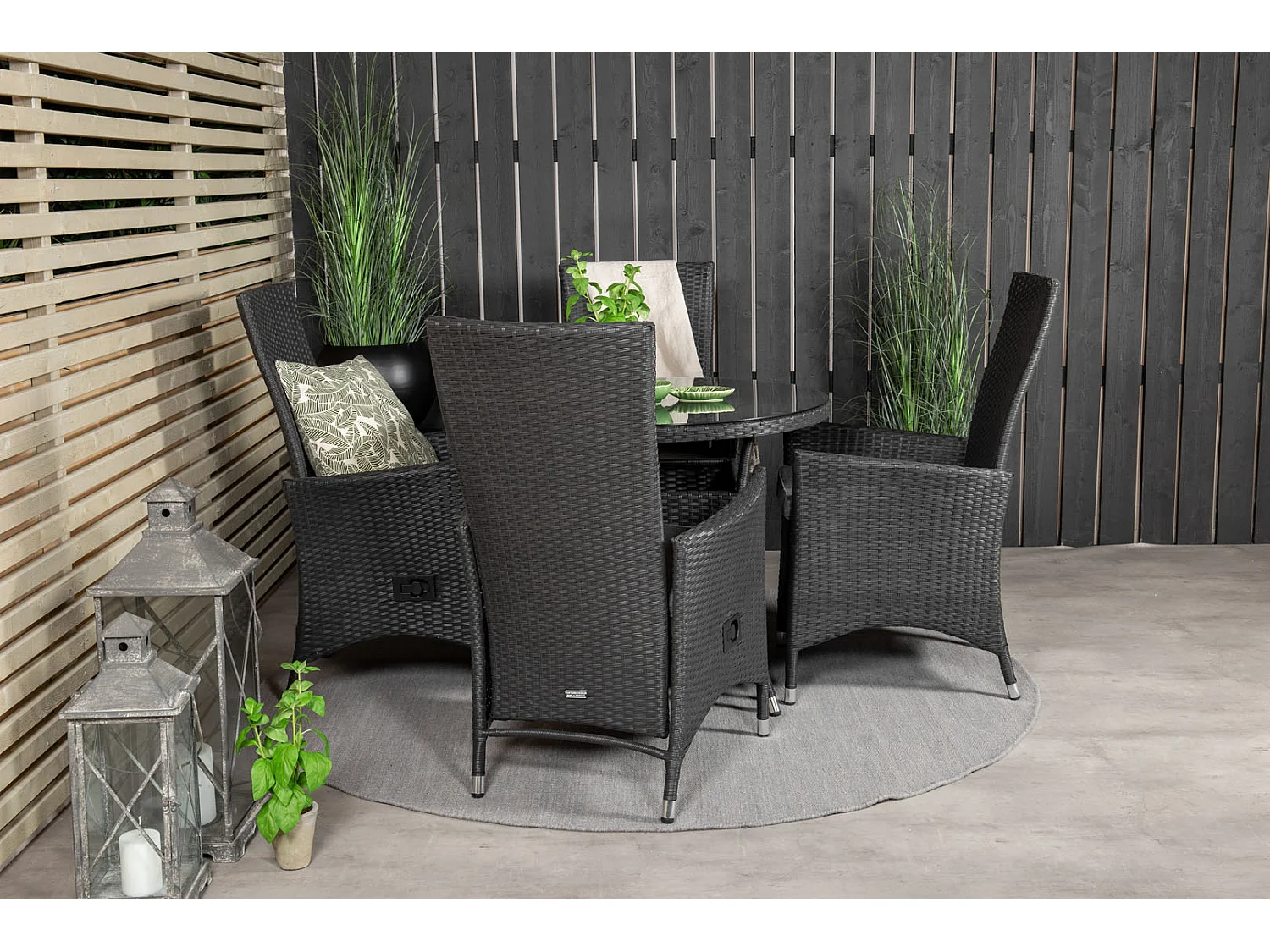 Padova tuinstoel incl. kussen, verstelbaar zwart.