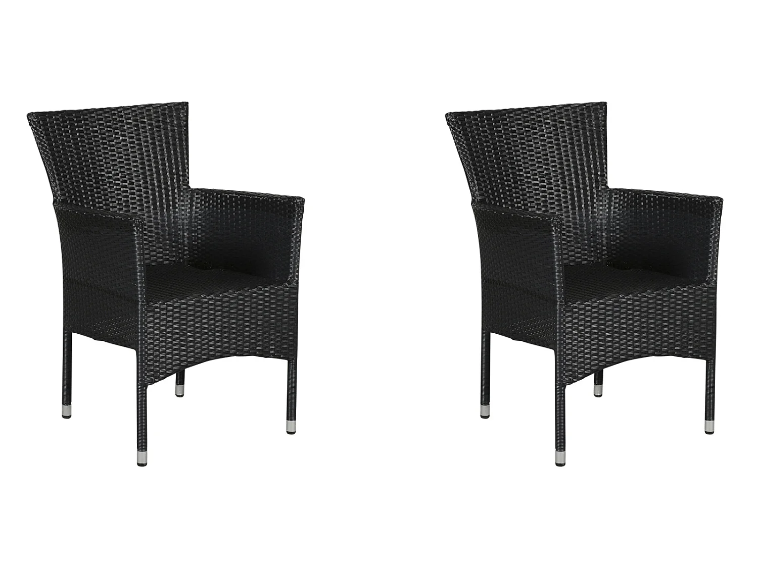 Tenna 2 x chaise de jardin, empilable, noir.