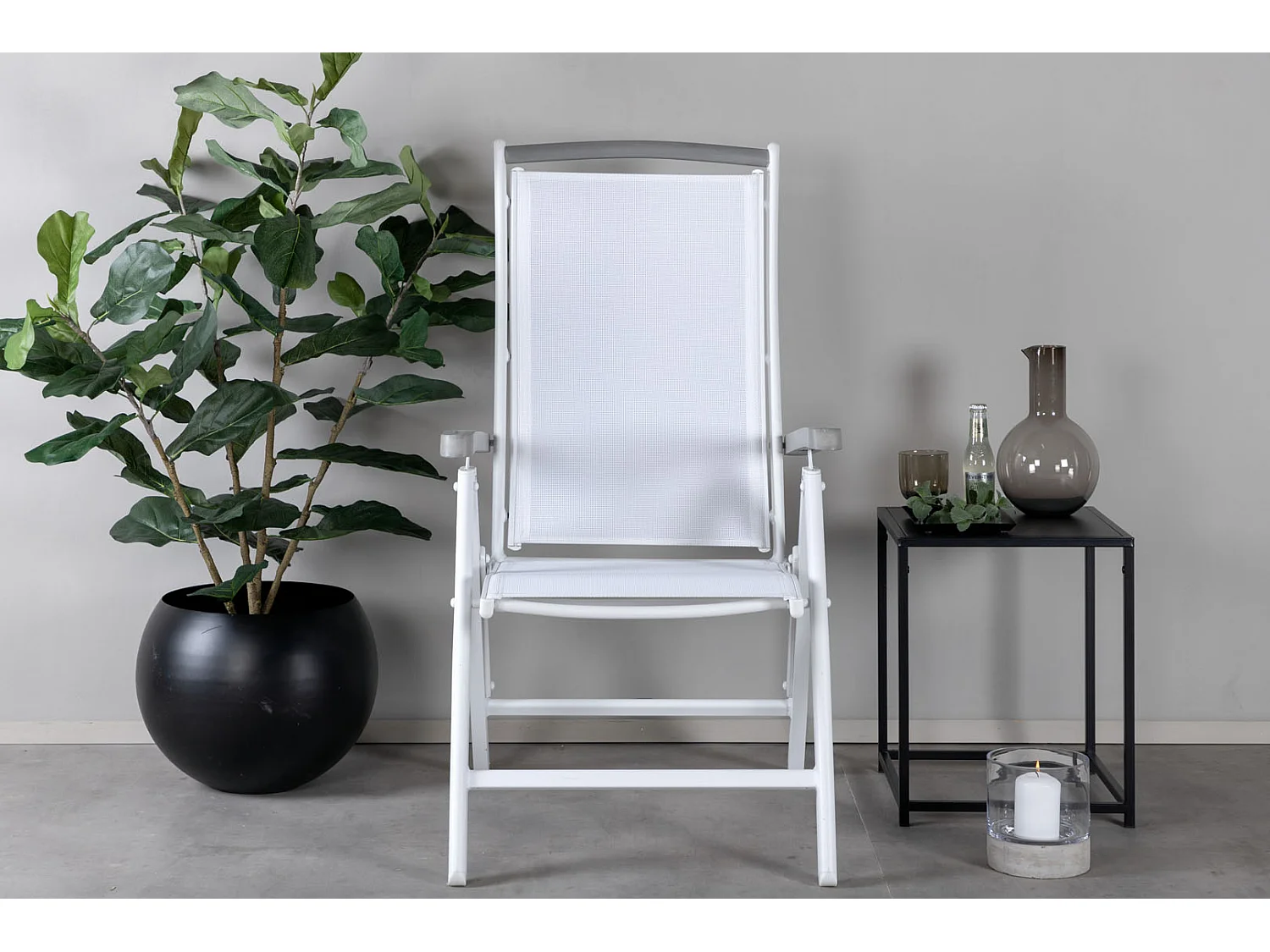 Albany Chaise de jardin réglable, 5 positions, blanc.