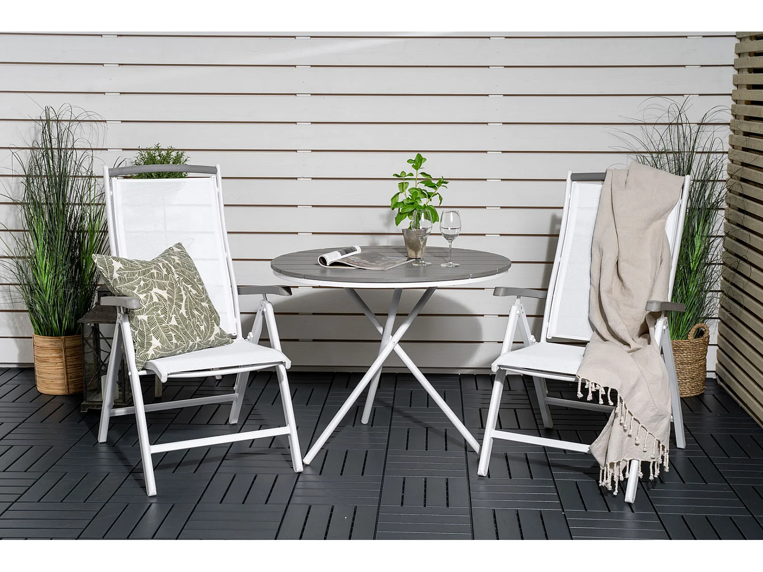 Albany Chaise de jardin réglable, 5 positions, blanc.