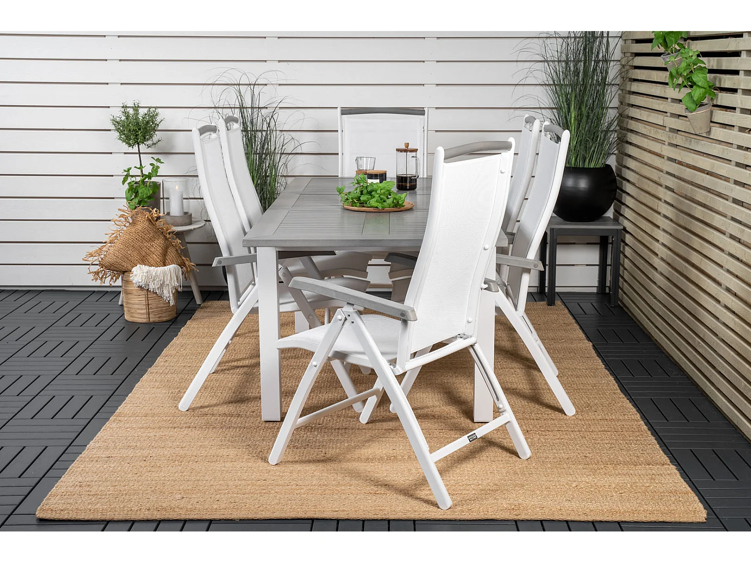 Albany Chaise de jardin réglable, 5 positions, blanc.