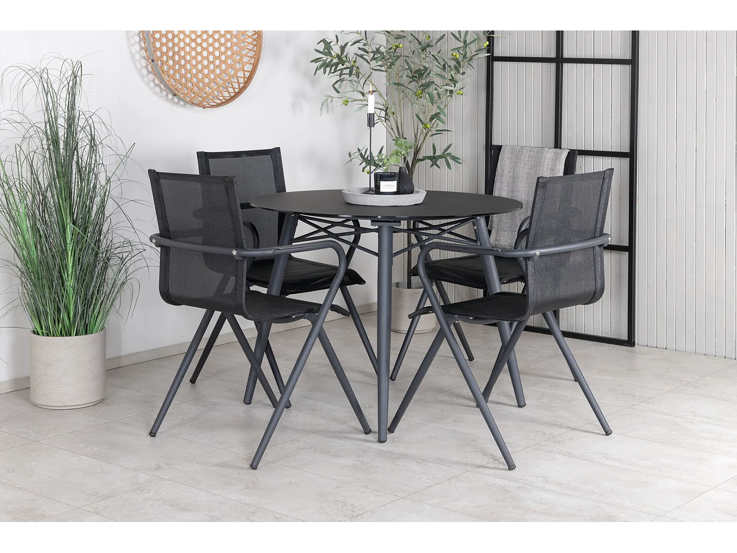 Alina Chaise de jardin empilable, noir.