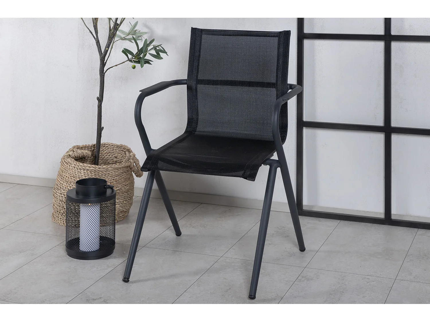 Alina Chaise de jardin empilable, noir.