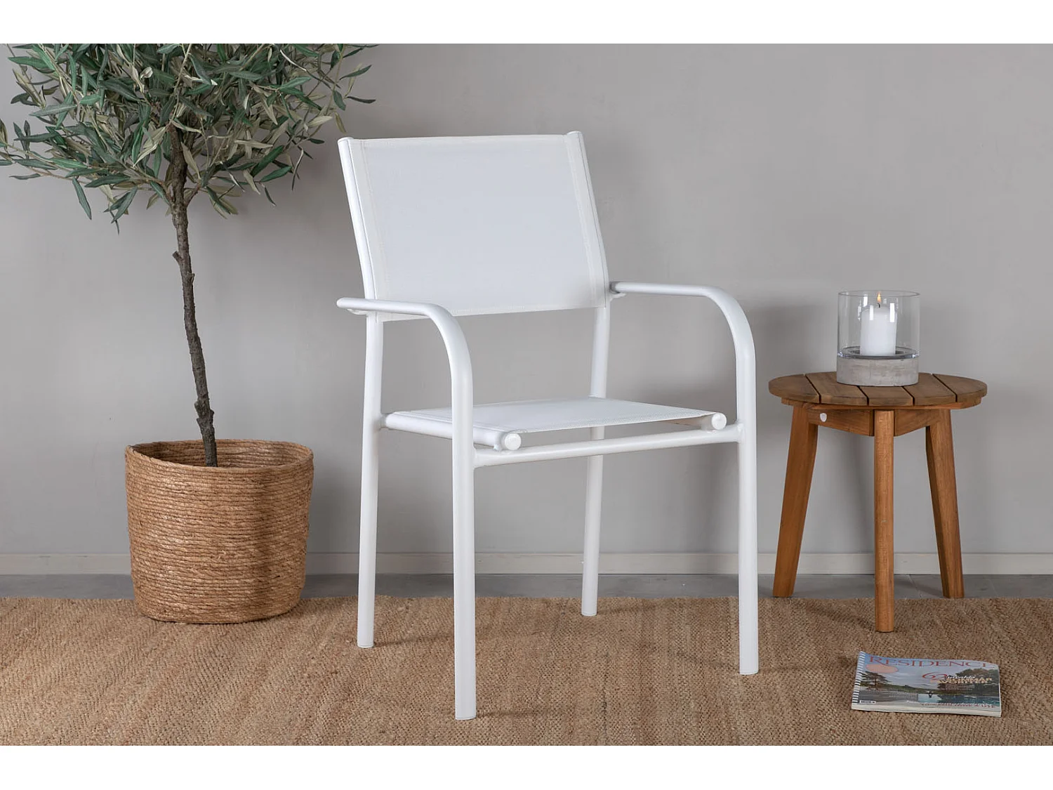 Santorini Chaise de jardin empilable, blanc.