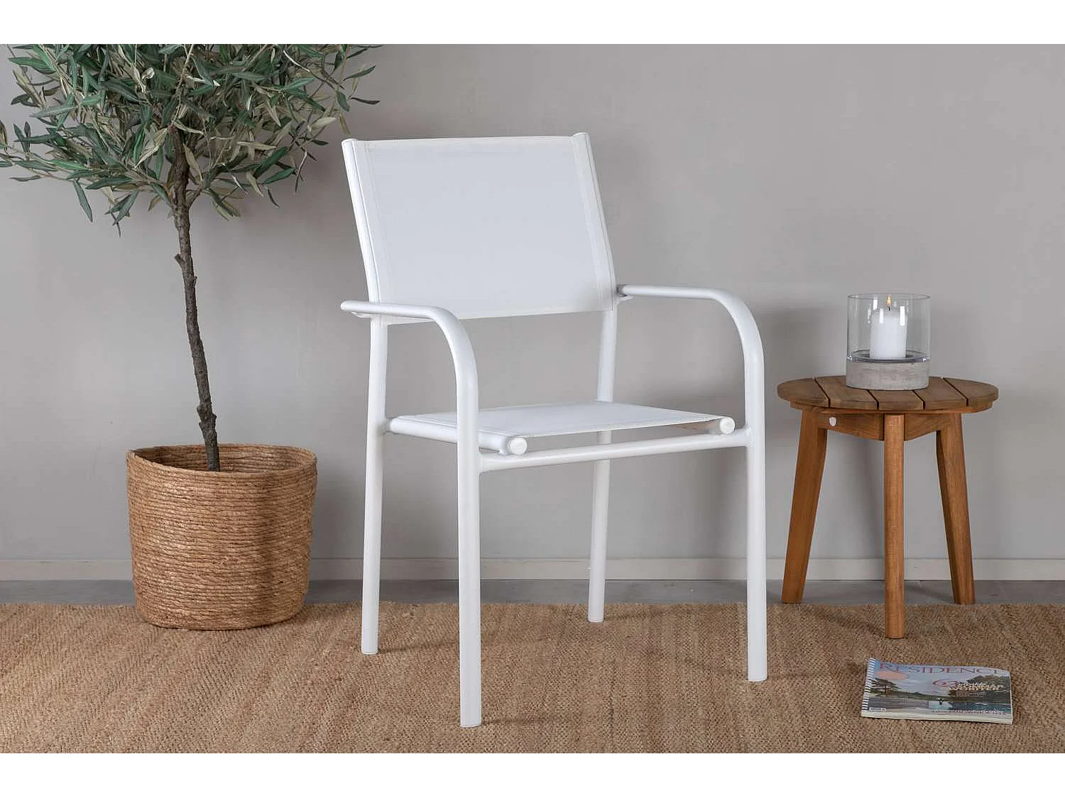 Santorini Chaise de jardin empilable, blanc.